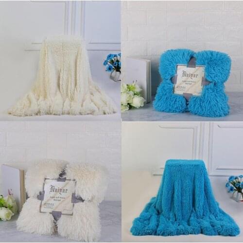 Soft Fur Throw Blanket on the Couch Long Shaggy Fuzzy Fur Faux Bed Sofa Blankets Warm Cozy With Fluffy Sherpa