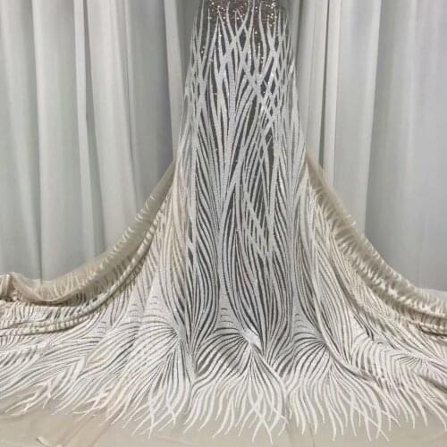 Nigeria French Sequined Mesh Lace Fabric 2021 High Quality African Mesh Lace Fabric Embroidered Wedding Dress J4427
