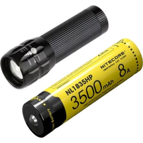 Nitecore NL1835HP 18650 Battery 3500mAh 3.6V 12.6Wh 8A High Performance Protected Li-ion Button for LED Flashlight