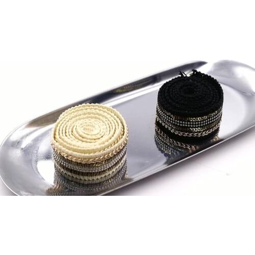 Polyamide Nylon Ribbon Trim With Metal Chain Sequins Shiny Fabric Dress Bag Hat Sewing Garment DIY Decorations 25mm 0.9m(1 Yard)