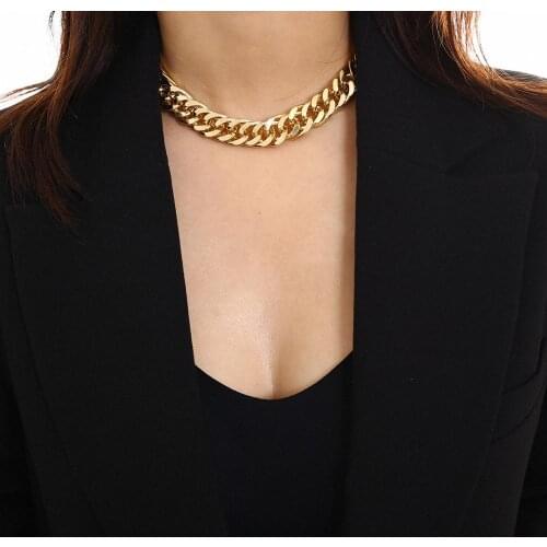 Punk Hip Hop Curb Cuban Thick Short Choker Necklace Men Simple Minimalist Chunky Collar Necklace Women Jewelry Party