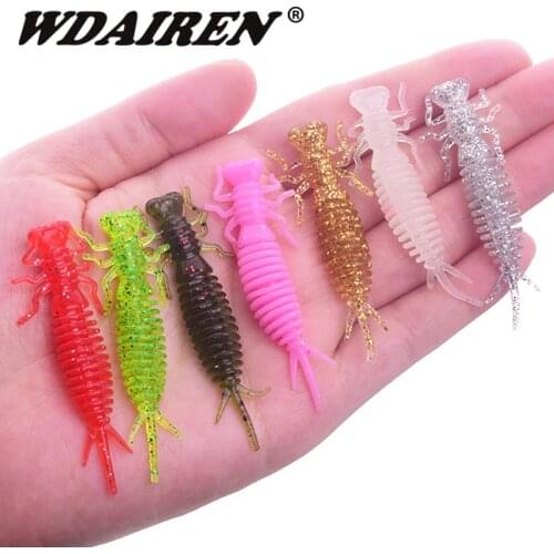 10PCS Silicone Fishing Lures 55mm 1.2g Soft Lure Pesca Artificial salt odor Bait Crazy Flapper Carp Wobblers For Fishing Tackles