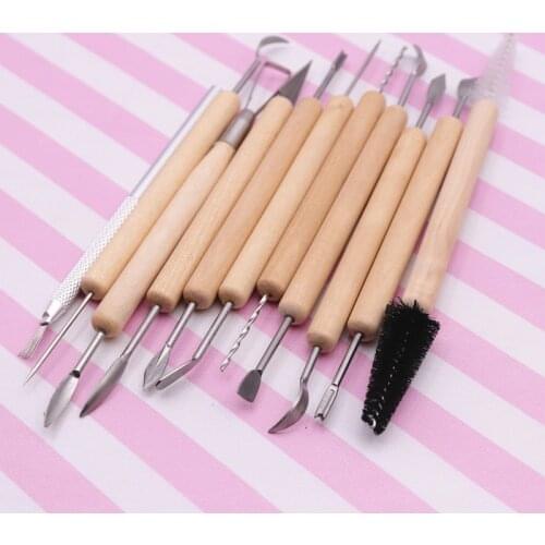 11pcs Multifunction Professional Wood Metal Handle Wax Pottery Clay Sculpture Carving Modeling Wire Texture Tool DIY Craft
