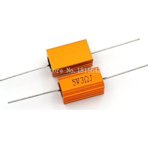 2PCS RX24 5W 3R 3RJ Power Metal Shell Aluminium Gold Resistor High Power Resistance Golden Heat Sink Resistor 5Watt 3 ohm