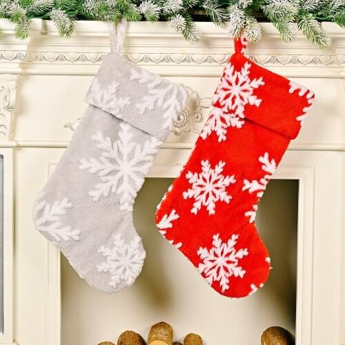 Christmas Plush Snowflake Stocking Christmas Ornaments Candy Socks Children Holiday Gift Christmas Tree Pendant Home Decoration
