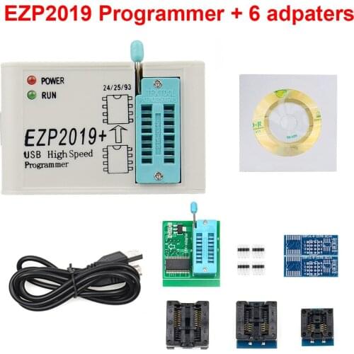 With 6 adapters EZP2019 High Speed USB SPI Programmer Better than EZP2013 EZP2010 2011Support 24 25 93 EEPROM Flash Bios