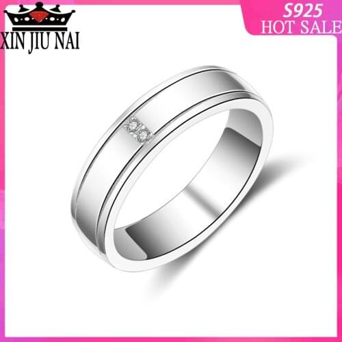 925 silver European and American style simple fashion gold-plated carat zircon handsome goddess man couple proposal ring