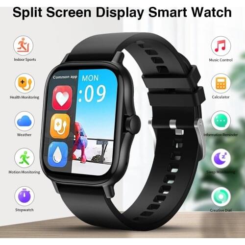 385*385 pixel Smart split screen display bluetooth call Smart watch 2021 smartwatches for men women Android IOS message reminder