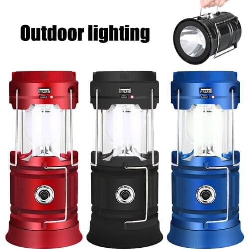 Solar Lamp LED Camping Light USB Rechargeable Flashlight Dimmable Spotlight Work Light Waterproof Searchlight Emergency Torch