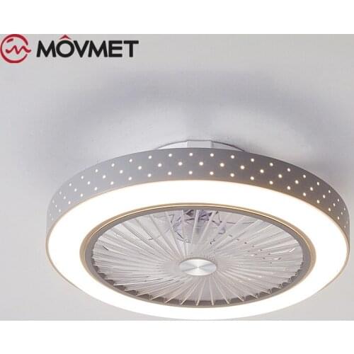 Modern Minimalist White Ceiling Fan With Light Crystal Decorative Acrylic LED lighting Dimmable Bedroom Fan Lamp AC220