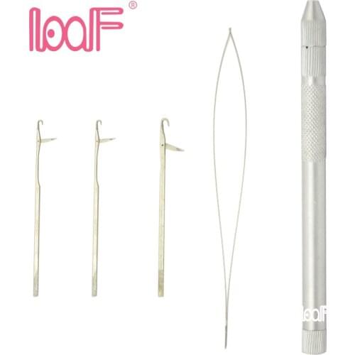 LOOF Hot Sale 120 Set Crochet Needles Aluminium Knitting For Hair Extension Hook Pulling Loop Ventilating Needle Tools