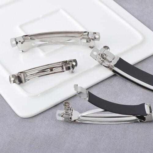 10pcs French Barrette Style Spring Hair Clips Automatic Clip Blank Width Setting Rhodium Bow Hairpin Supplies for Jewelry Making