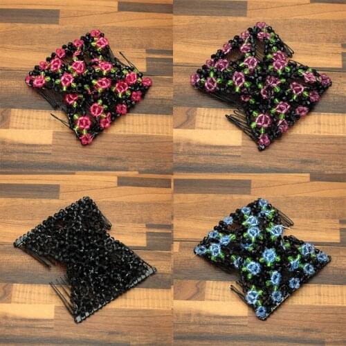 Handmade Girls Headdress Headpiece Beaded Double Combs Flower Magic Elastic Hair Comb Clip For Women Fashion Accessories Jewelry