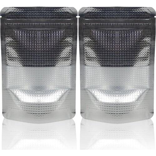 100pcs/lot 6sizes Windowed silver coating embrass Stand Up Zip lock Bag Self Seal Zipper Food Storage Bag Retail Packaging Pouch