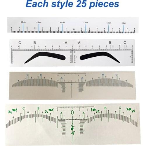 100pcs Microblading Eyebrow Disposable Stencil Sticker Ruler Permanent Makeup Eyebrow Shaping Measuring Tools PMU Accessory