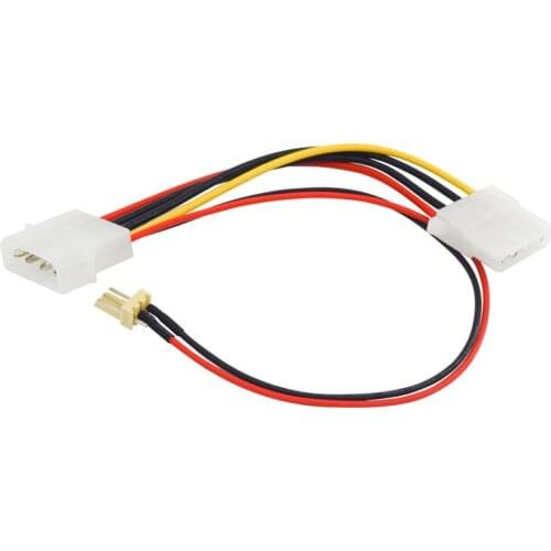 4 inches IDE Molex 4 pin Internal Extension Power Cord w/ 8 inch 3-pin 2 pin Case Cooling Fan Splitter Adapter Converter Y-Cable