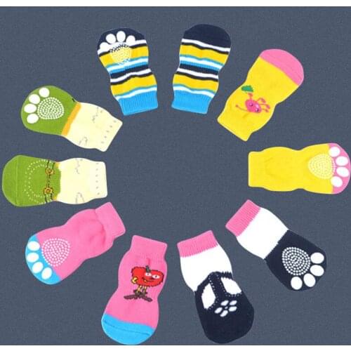 4pcs Warm Puppy Dog Socks Soft Pet Knits Socks Cute Cartoon Anti Slip Socks Warm Puppy Dog Shoes Small Medium Dogs Pet Product