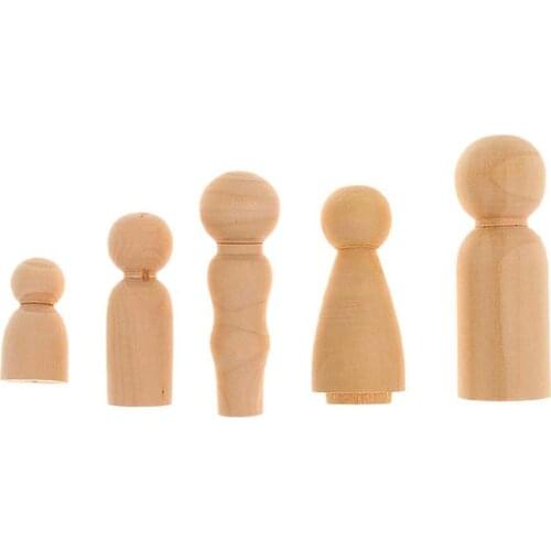 5pcs/Set Wooden Family Peg Dolls DIY Wedding Cake Decor Kids Painted Toy
