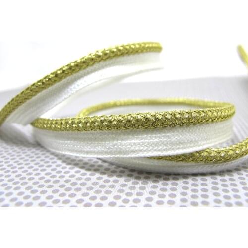 5 Yards 10mm Gold and White Piping Lip Cord Trim|Pillow Cushion Trim|Upholstery Edging Trim Sewing Supplies