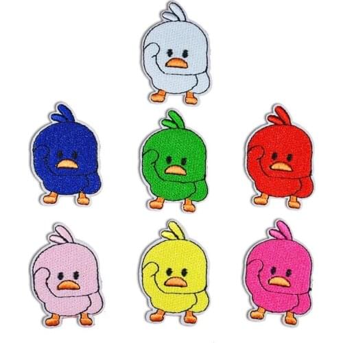 50pcs/lot Little Yellow Duck Embroidery Patches Letters Clothing Decoration Accessories Diy Iron Heat Transfer Applique