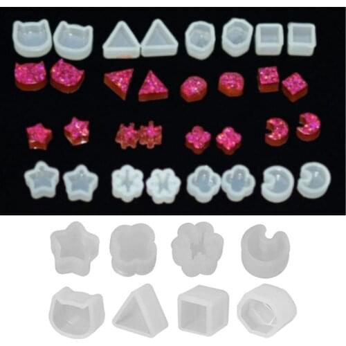 8 Pair/set UV Resin Silicone Molds DIY Crystal Epoxy Mold Small Earrings Stud Making Mould