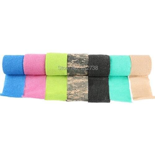 Free Shipping 5pcs Disposable Self-Adhesive Elastic Bandage for Handle Grip Tube Tattoo Accessories Mix Color