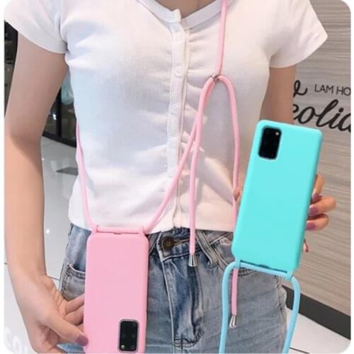 Hot Liquid silicone Necklace Phone Case For Samsung Galaxy S10 Plus S20 FE S9 S8 S21 S30 Ultra Lanyard Crossbody Cord Rope Cover