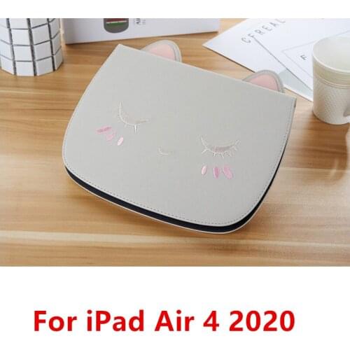 Kids Cartoon Cat Case for 10.9 Inch iPad Air Gen 4 2020 Protective Cover Stand for A2325 A2072 A2316 Silicone PU Leather Shell