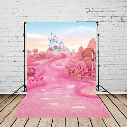 Palace Castle Pink Road Candyland backdrop Vinyl cloth High quality Computer print children kids Photography Backgrounds