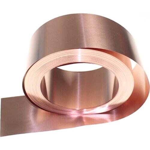 Copper Strip Thick 0.01/0.02/0.03/0.05/0.1/0.2/0.3/0.5/1.0*W100MM Double sided Conductive Roll Red Copper Sheet Copper Foil T2