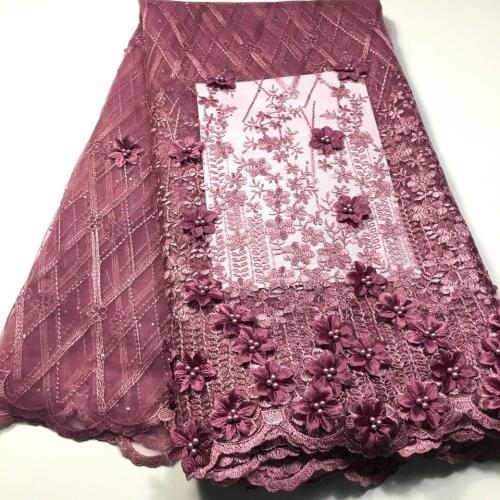 French Tulle 3D Lace Fabric With Beads, African Lace Fabric 2021 High Quality Lace Nigerian Lace Fabrics For Party Dress M35421