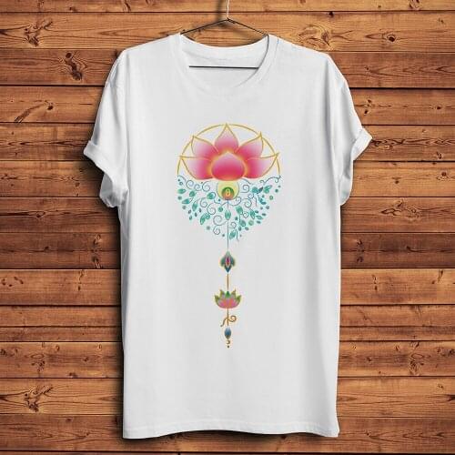 Buddhism lotus tshirt Men summer new White short sleeve Casual T Shirt Unisex streetwear tee