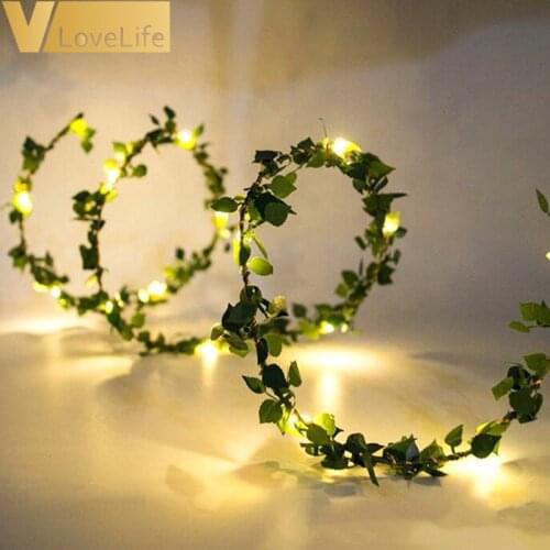 LED Lights Leaves Garland Fairy Light Led Copper Wire Battery String Lights For Wedding Forest St. Patricks Day Decoration