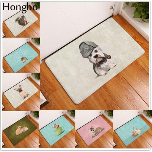 Hongbo Animal Anti-Slip Door Mat Cute Cartoon Dog Hamster Deer Carpets Bedroom Rugs Decorative Stair Mats Home Decor Crafts