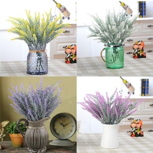 Artificial Flocked Lavender Bouquet Flowers Arrangements Bridal Home DIY Floor Garden Office Wedding Decor