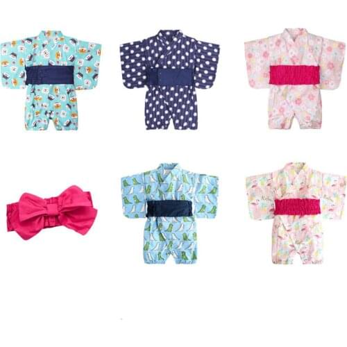 Kimono Japanese Style Children 2020 Baby Girl Boy Cartoon Infant Rompers Sakura Samurai Cosplay Costume Jump Suit Kids Pajamas