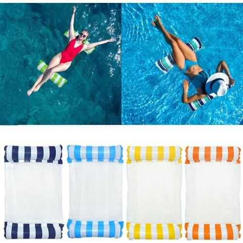 Summer Inflatable Foldable Floating Row Backrest Air Mattresses Bed Beach Swimming Pool Water Sports Float Toy Hammock Mat