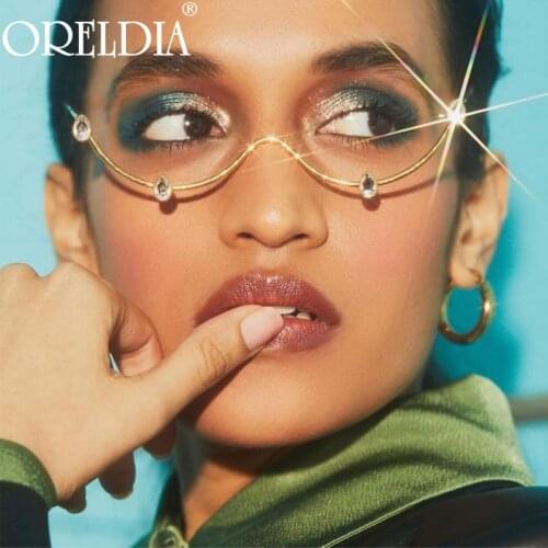 Fashion Rhinestone Glasses Frame Alloy Diamond Sunglasses Half Frame Glasses Women 2020 Luxury Crystal Water Drop Decoration