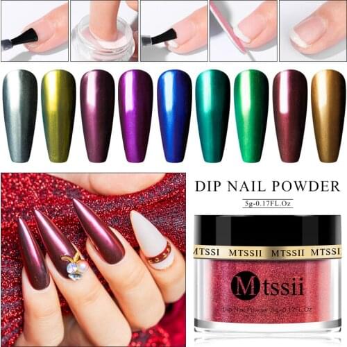 Mtssii 5g Dipping Nail Powders Mirror Effect Matte TOP Coat Natural Color Holographic Glitter Nail Art Decor Without Lamp Cure