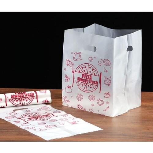 50pcs Supermarket Plastic Transparent Shopping Bag Thick Portable Take-away Bag Pizza Bread Candy Cake Packaging Bags