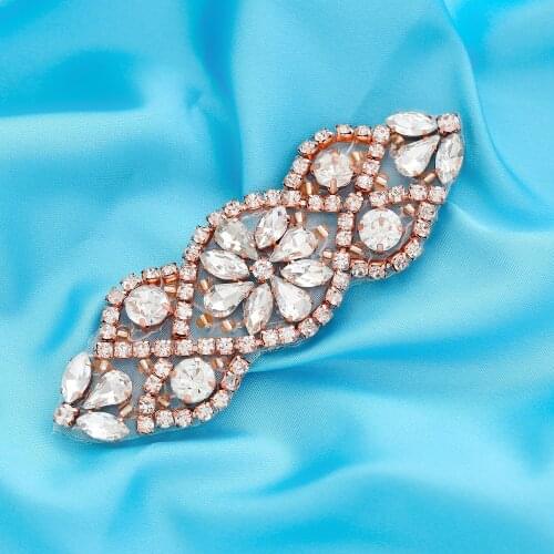 Mesh Net Flat back Beaded Crystal DIY Iron On Sticker Wedding Dresses Silver Gold Applique Rhinestone Accessories S102