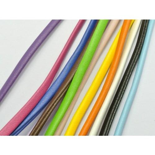 12 Meter Mixed Color Flat Soft Synthetic Leather Jewelry Cord 4X2mm