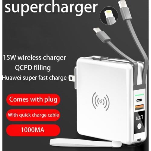 Super QI wireless charging treasure PD20W fast mobile power 15W travel 10000mah with cable Portable Powerbank For iPhone 12