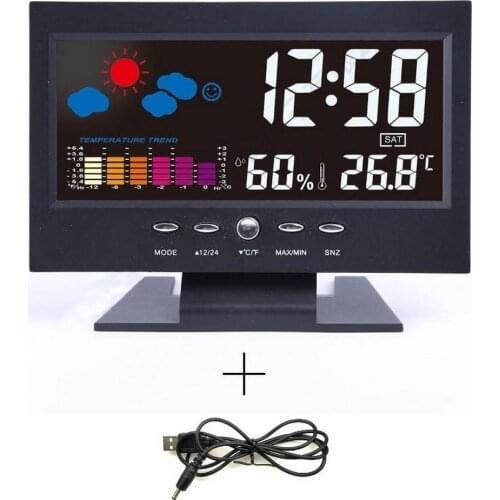 Intelligent Digital Clock Weather Station Display Alarm Calendar Clock Function Thermometer Wireless Temperature Humidity Meter