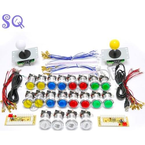 Arcade DIY KIT Zero Delay Usb Encoder kit to PC Rasberry Sanwa Joystick Silver plated button 2 Players For arcade Cabinet