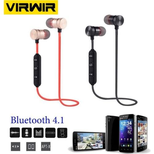VIRWIR Bluetooth 3D Earphone Stereo Earphone Sport Waterproof Neckband Earbuds HiFi Wireless Handsfree Magnetic Headset With Mic