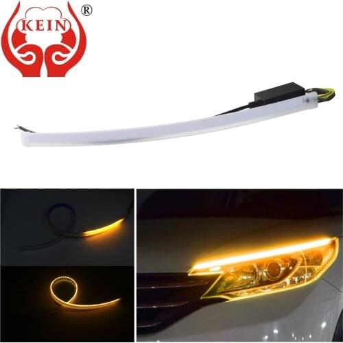 KEIN 2PCS External Waterproof DRL flowing 45cm Daytime Running Light guide strip Car LED Turn Signal Light 12V yellow blue Amber