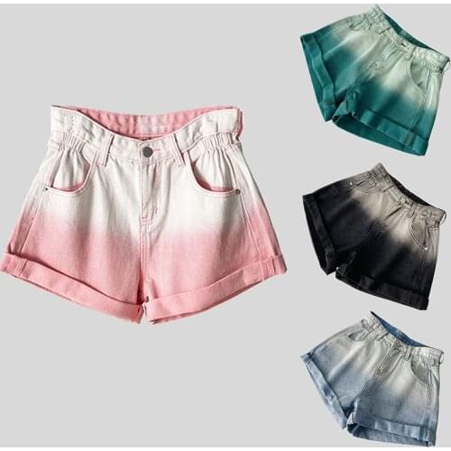 2021 New Womens Denim Shorts Summer High Waist Wide Leg Jeans Clothing Light Blue Black Gray Pink Green Shorts Female
