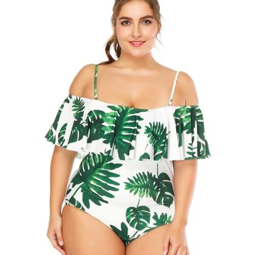 Plus Size Floral Print Bathing Suit Women One Piece Swimsuit Ruffle Padded Swimwear Bodysuit Swim Suit Maillot De Bain Femme