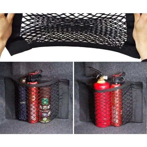 1PCS Car Back Rear Trunk Seat Elastic String Net Magic Sticker Mesh Storage Bag Pocket Cage Auto Organizer Seat Back Bag